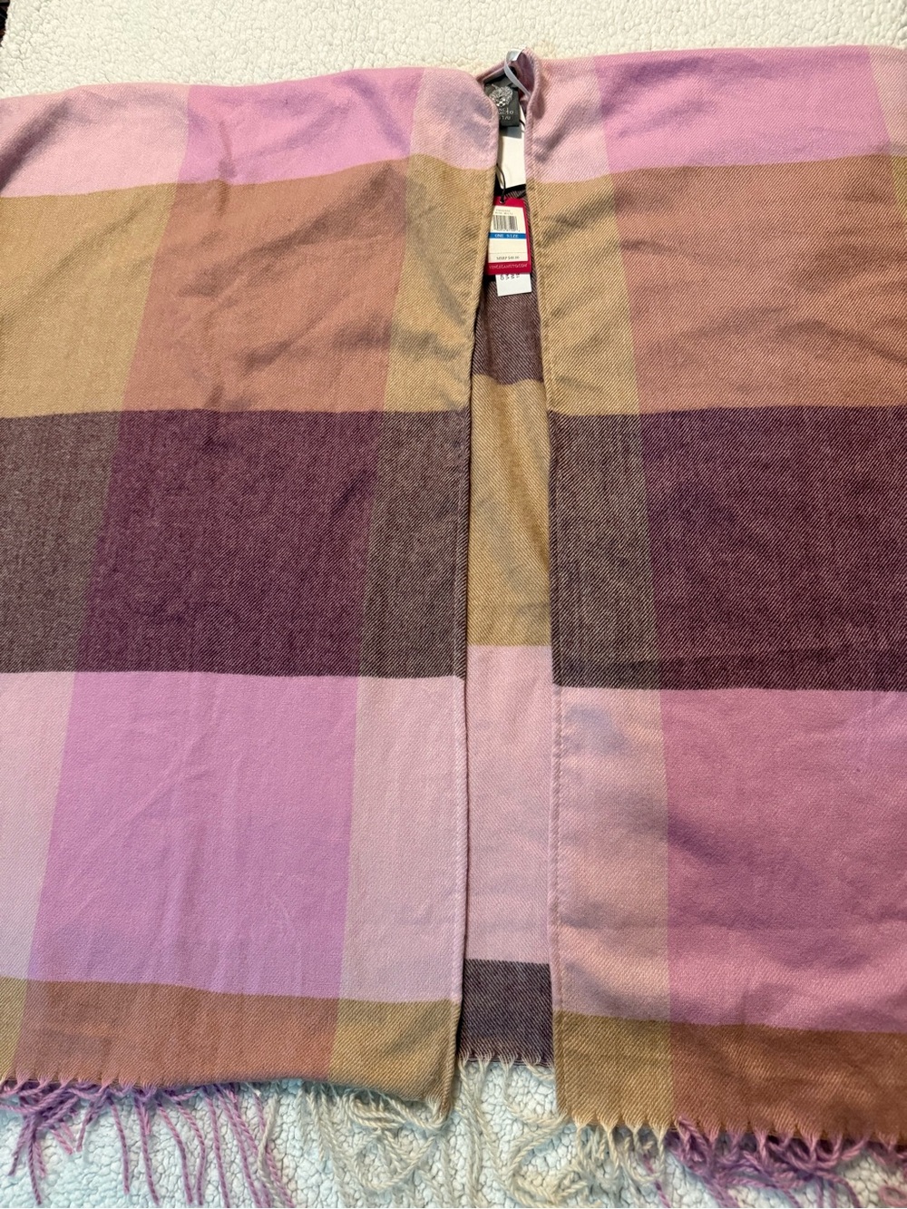 Vince Camuto Women’s Plaid Oversized Scarf Wrap Pink Brown One Size NWT
